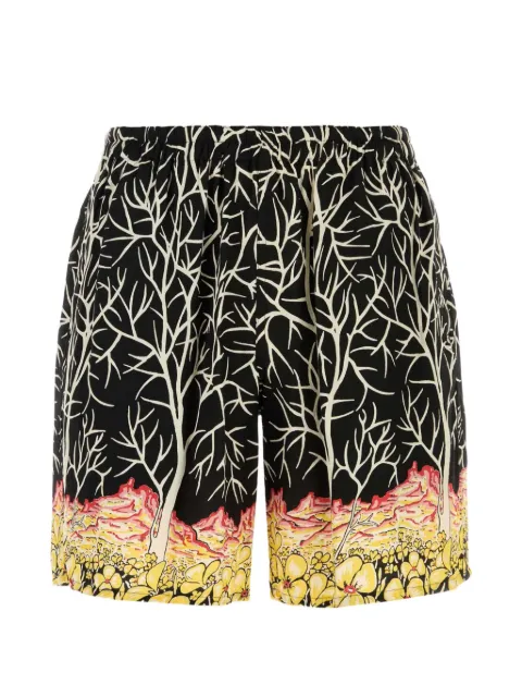Y's tree-print floral-print shorts Black MKP98207