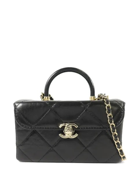 CHANEL Pre-Owned CC Vanity Case two-way turn-lock calfskin tote bag Black AS4469