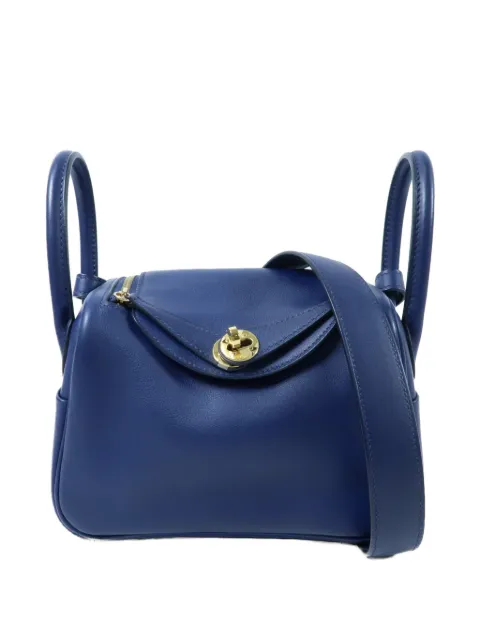 Hermès Pre-Owned Mini Lindy leather tote bag Blue ZM3PHW