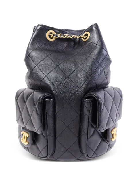 CHANEL Pre-Owned CC-logo diamond-quilted backpack Black AS5310