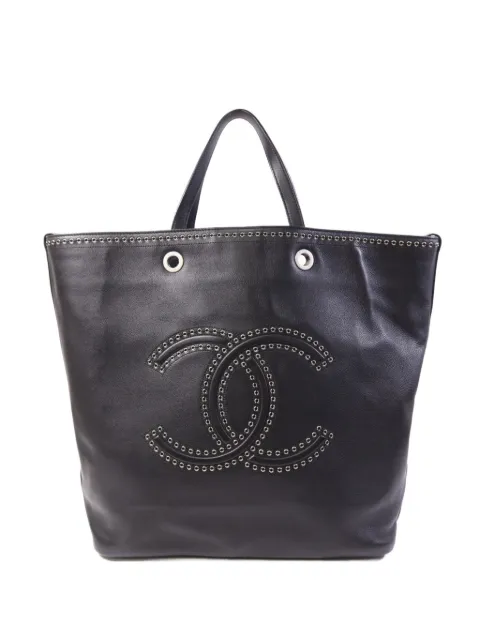 CHANEL Pre-Owned eyelet-embellished CC-logo tote bag Black COCOEYELETS