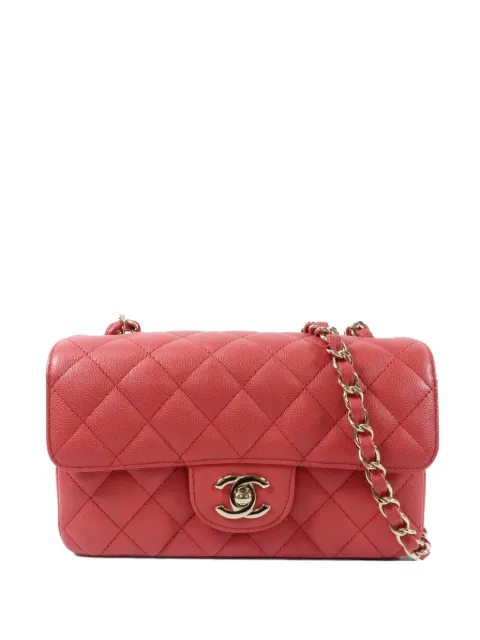 CHANEL Pre-Owned mini Classic Flap CC turn-lock quilted shoulder bag Red A69900
