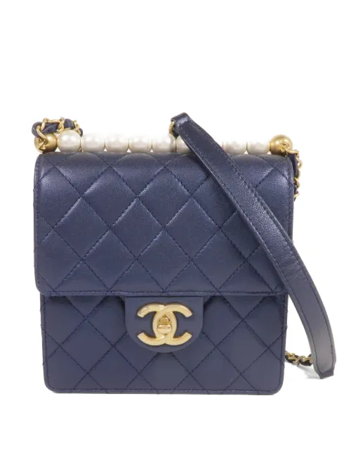 CHANEL Pre-Owned CC turn-lock leather shoulder bag Blue CHAINSHOULDER