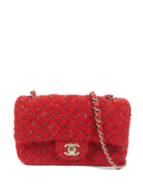 CHANEL Pre-Owned 20 Mini Flap tweed shoulder bag Red MINICLASSIC20