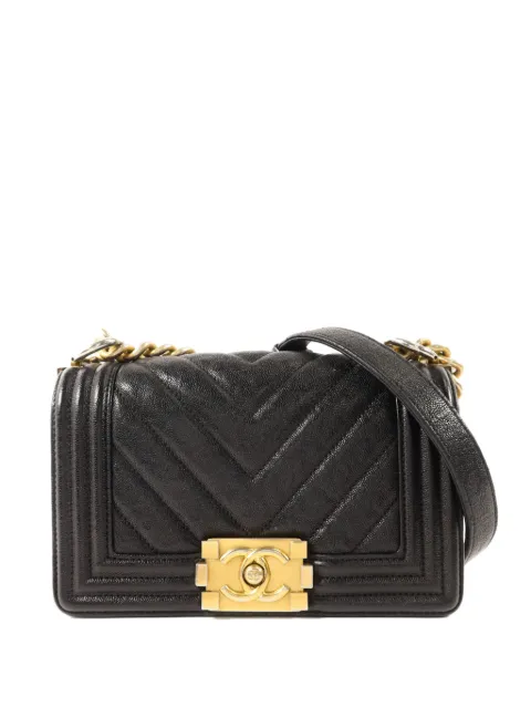 CHANEL Pre-Owned 20 Boy chevron-quilted shoulder bag Black BOY20