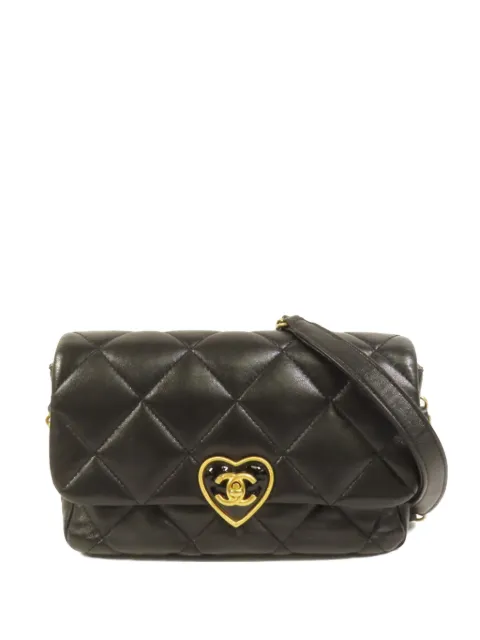 CHANEL Pre-Owned quilted CC heart shoulder bag Black CHAINSHOULDER