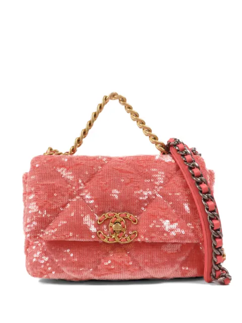 CHANEL Pre-Owned 19 sequin flap tote bag Pink CHANEL19SEQUINFLAPBAG