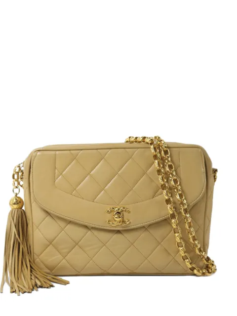 CHANEL Pre-Owned CC turn-lock tassel-detail shoulder bag Neutrals VINTAGECHAINSHOULDER