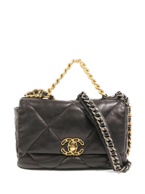 CHANEL Pre-Owned small C19 two-way quilted lambskin shoulder bag Black AS1160