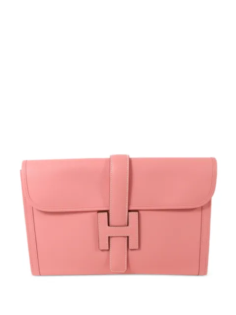 Hermès Pre-Owned Jige Elan leather clutch bag Pink X1Q