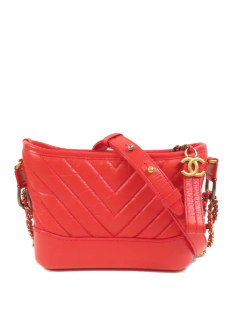 CHANEL Pre-Owned Gabrielle chevron-quilted calfskin shoulder bag Red GABRIELESMALL