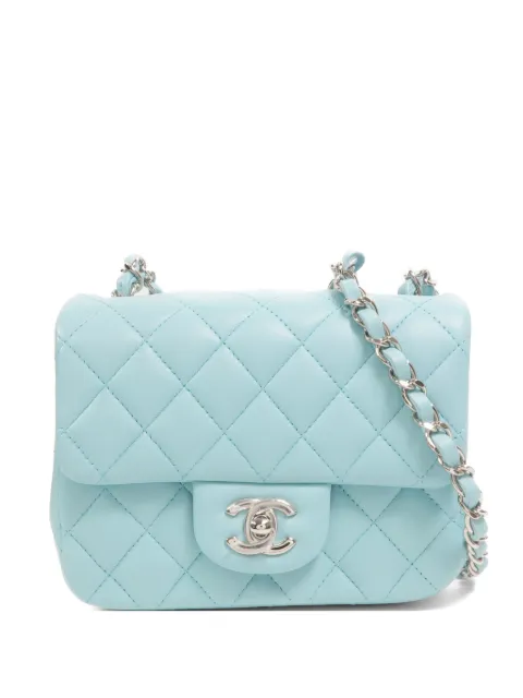 CHANEL Pre-Owned 17 CC turn-lock Classic Flap leather shoulder bag Blue MINICLASSIC17