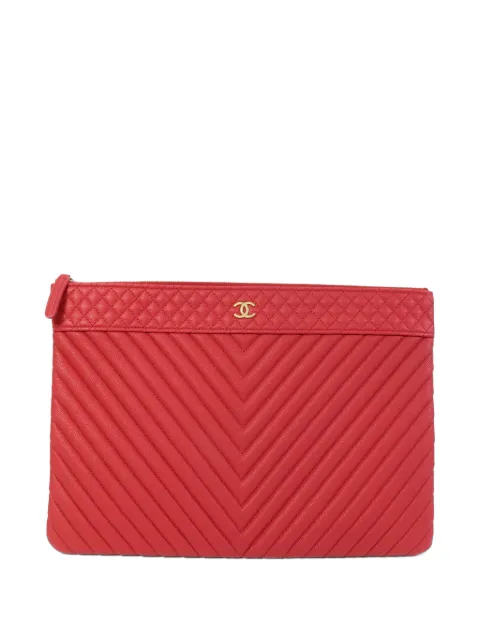 CHANEL Pre-Owned large O Case quilted clutch bag Red CLUTCH