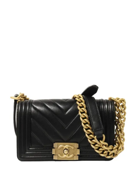 CHANEL Pre-Owned 20 Boy chevron-quilted lambskin shoulder bag Black BOY20