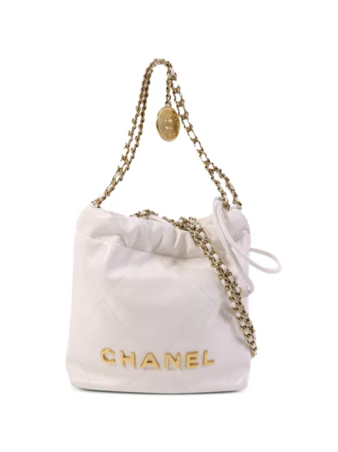 CHANEL Pre-Owned 22 Chanel chain-strap shoulder bag White MINICHANEL22