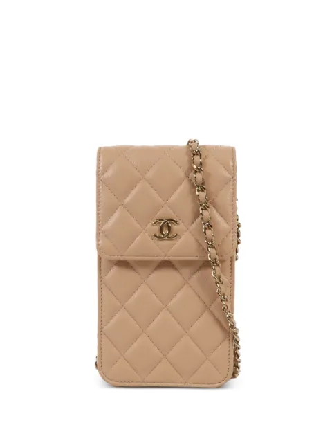 CHANEL Pre-Owned CC diamond-quilted phone case Neutrals PHONEBAG