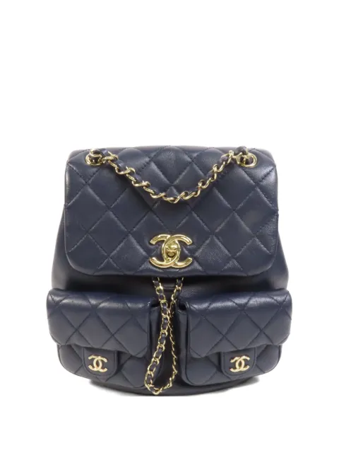 CHANEL Pre-Owned Duma turn-lock chain backpack Blue AS3860