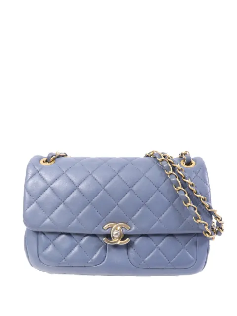CHANEL Pre-Owned CC turn-lock quilted shoulder bag Blue CHAINSHOULDER