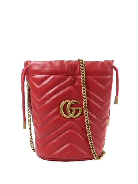 Gucci Pre-Owned GG Marmont leather bucket bag Red 575163