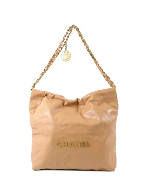 CHANEL Pre-Owned small Chanel 22 chain shoulder bag Neutrals AS3260