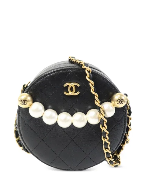 CHANEL Pre-Owned CC faux-pearl crossbody bag Black AP0999