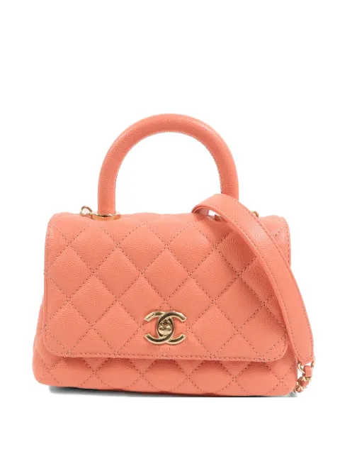 CHANEL Pre-Owned mini Coco Handle two-way chain-trap calfskin tote bag Pink COCOHANDLEMINI
