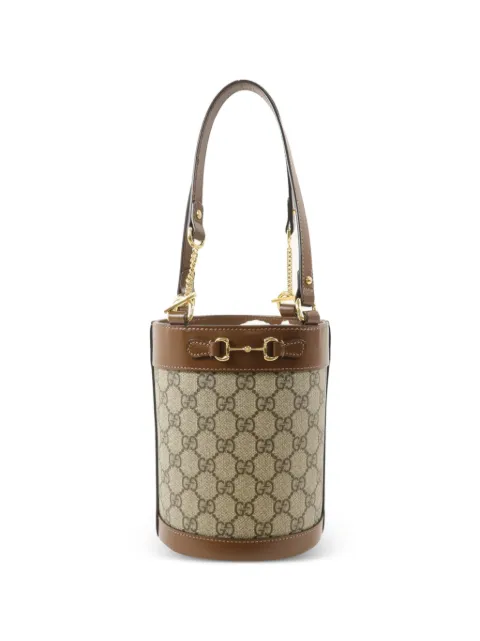 Gucci Pre-Owned 1955 GG Horsebit bucket bag Neutrals 637115