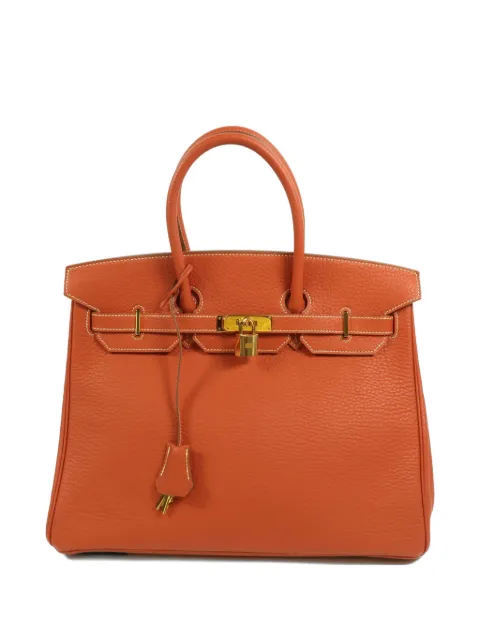 Hermès Pre-Owned 35 Birkin Fjord-leather tote bag Orange QSUNGUINEFJORD