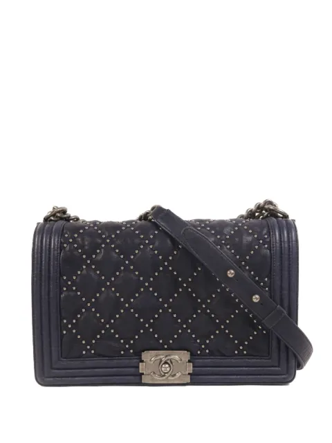 CHANEL Pre-Owned Boy CC studded shoulder bag Blue A92193