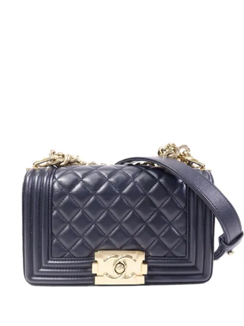 CHANEL Pre-Owned 20 Boy chain-strap lambskin shoulder bag Blue BOY20