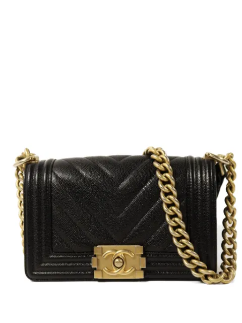 CHANEL Pre-Owned Boy 20 chevron-quilted shoulder bag Black BOY20