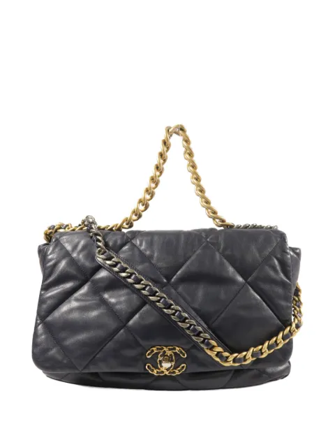 CHANEL Pre-Owned C19 diamond-quilted shoulder bag Blue AS1162