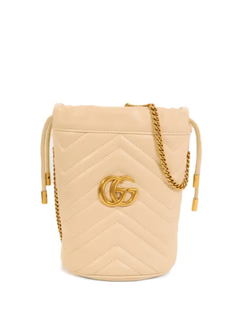 Gucci Pre-Owned GG Marmont chain-strap bucket bag Neutrals 575163