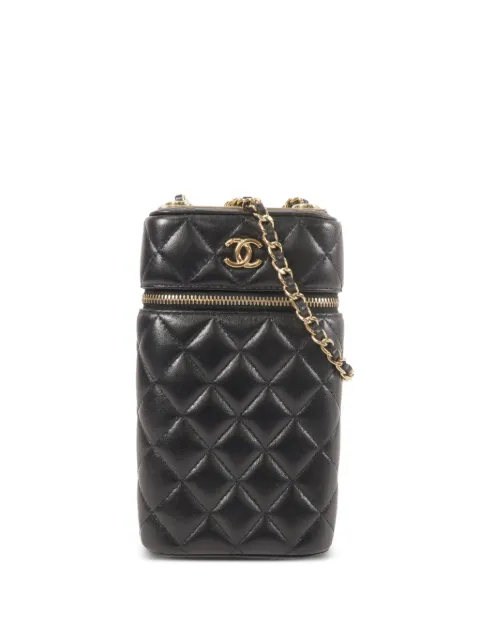 CHANEL Pre-Owned quilted-leather phone-case shoulder bag Black AP2091