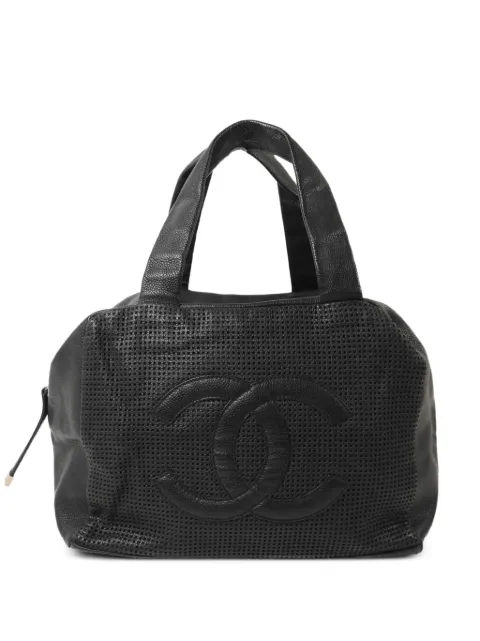 CHANEL Pre-Owned CC perforated tote bag Black VINTAGEHANDBAG
