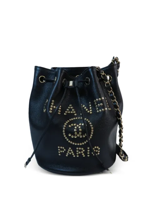 CHANEL Pre-Owned Deauville CC studded bucket bag Black AS1045
