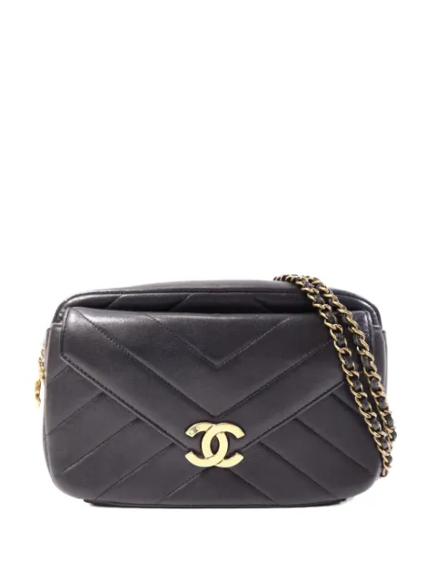 CHANEL Pre-Owned CC-logo turn-lock shoulder bag Black CHAINSHOULDER
