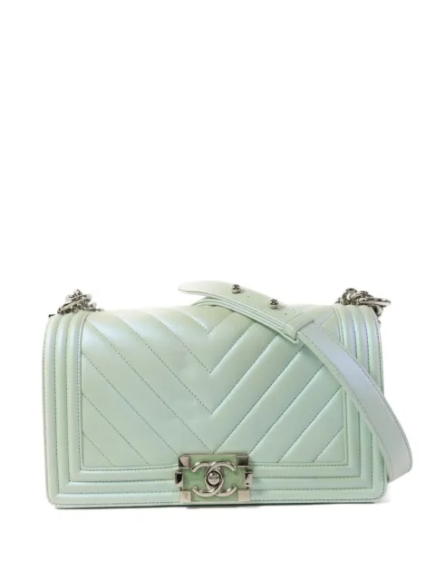 CHANEL Pre-Owned chevron-quilted shoulder bag Green BOY25