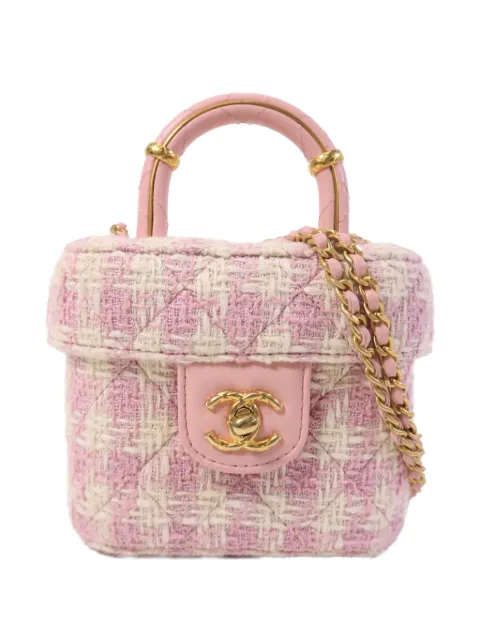 CHANEL Pre-Owned CC turn-lock tweed vanity case bag Pink AS3973