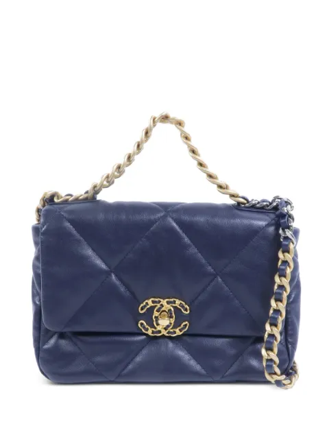 CHANEL Pre-Owned Chanel 19 quilted tote bag Blue AS1160