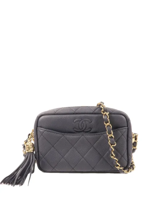 CHANEL Pre-Owned CC Camera diamond-quilted shoulder bag Blue CHAINSHOULDER