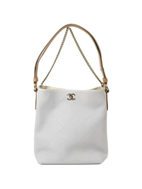 CHANEL Pre-Owned CC button up hobo shoulder bag White BUTTONUPHOBO
