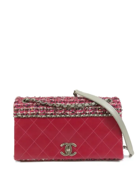 CHANEL Pre-Owned CC Tweed shoulder bag Pink CHAINSHOULDERFLAPBAG