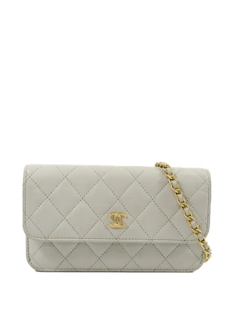 CHANEL Pre-Owned CC chain-strap quilted lambskin shoulder bag Grey CHAINSHOULDER