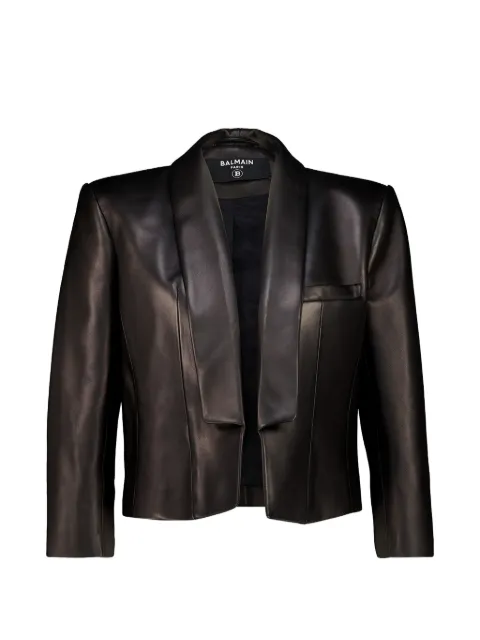 Balmain Spencer leather jacket Black HF1SC306LE35