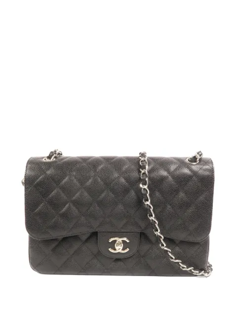 CHANEL Pre-Owned large Classic turn-lock calfskin shoulder bag Black A58600