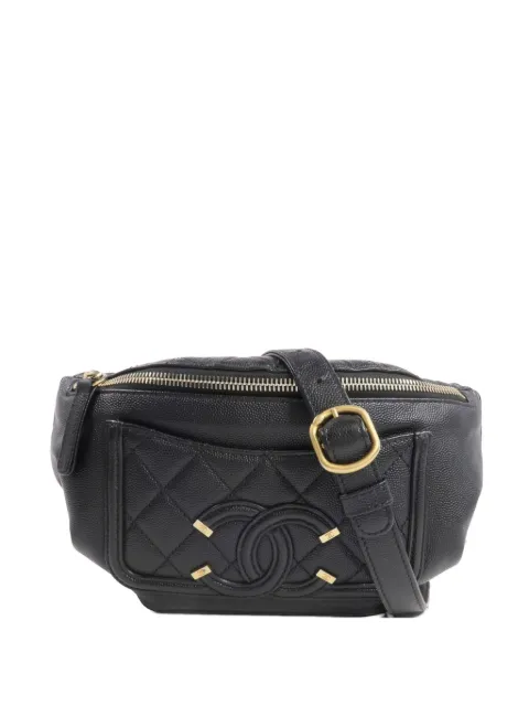 CHANEL Pre-Owned Filigree leather belt bag Black FILIGREEWAISTBAG