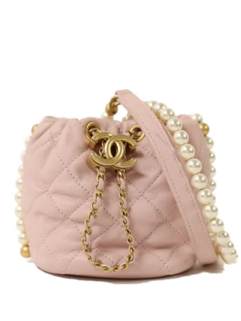 CHANEL Pre-Owned CC pearl bucket bag Pink BUCKETPEARLBAG