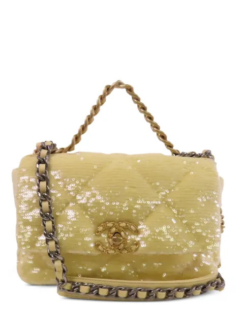 CHANEL Pre-Owned Chanel 19 sequin shoulder bag Yellow CHANEL19SEQUINFLAGBAG