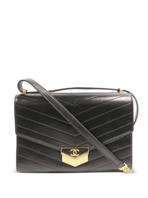 CHANEL Pre-Owned Chevron Medal shoulder bag Black CHEVRONMEDAL